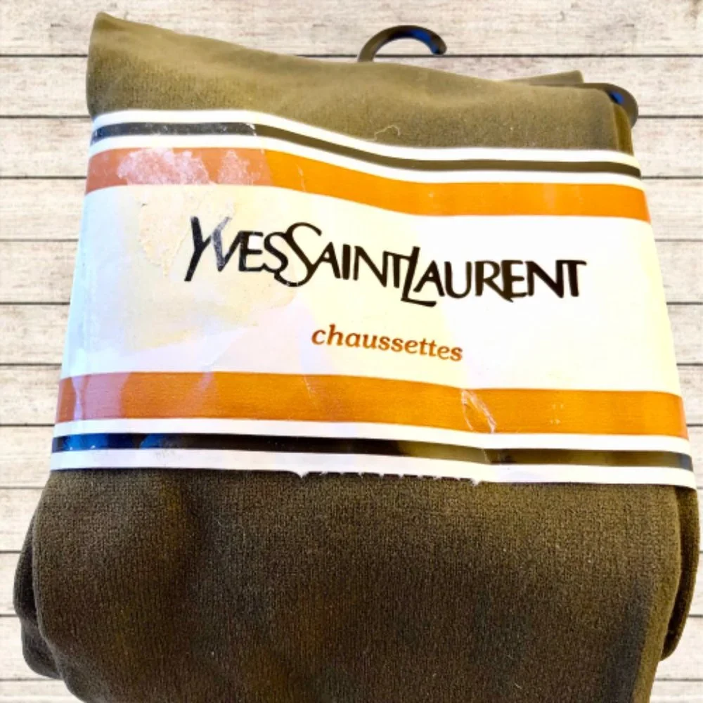 Yves Saint Laurent Vintage High Socks Brown USA Womens 9 - 11 Stretch Nylon